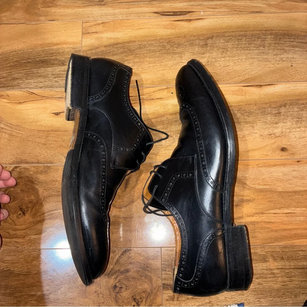 Moreschi Black Leather Shoes (brogue detail) – Made in Italy - mens size 10.5